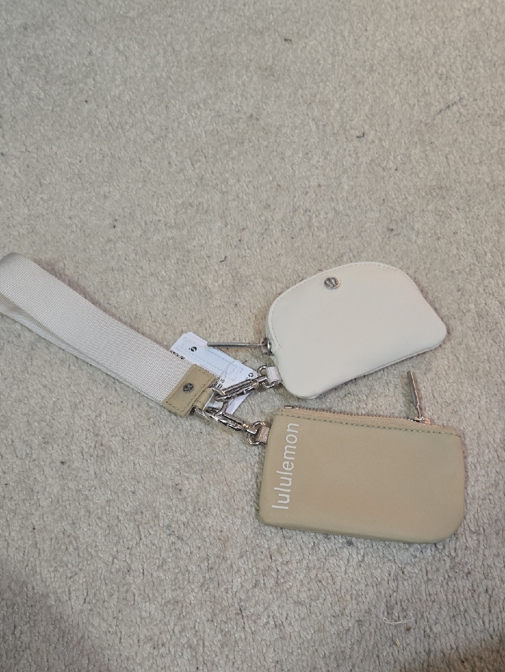 lululemon athletica beige and cream key pouch set
